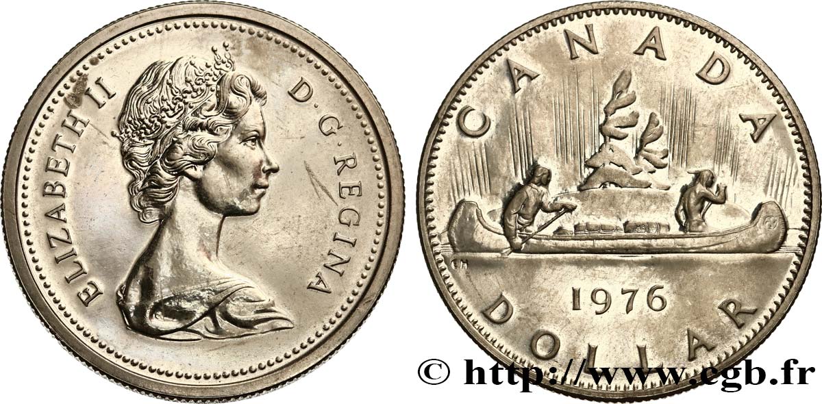 CANADA 1 Dollar Elisabeth II / indiens et canoe 1976 MS