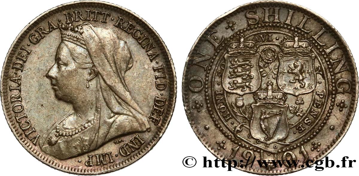 UNITED KINGDOM 1 Shilling Victoria vieille tête  1901  XF/AU 