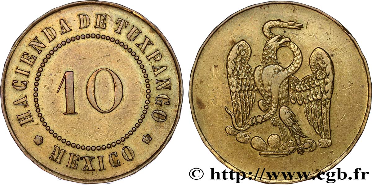 MEXIQUE 10 Centavos Hacienda de Tuxpango / aigle au serpent N.D.  TTB 