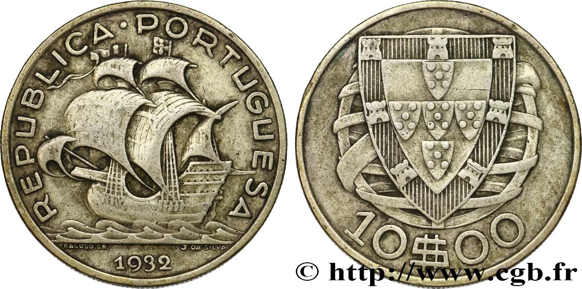 PORTUGAL 10 Escudos 1932  TTB 
