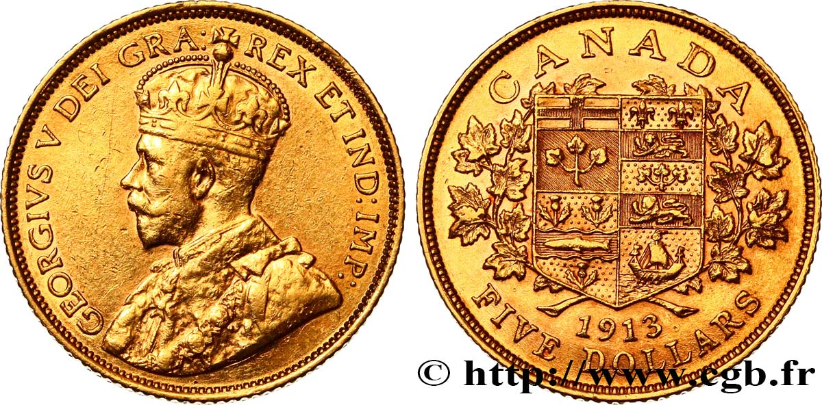 CANADA - GEORGES V 5 Dollar 1913 Ottawa XF/AU 