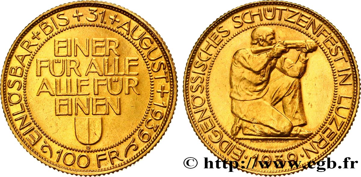 SUISSE - CANTON LUCERNA 100 Francs 1939  SPL 