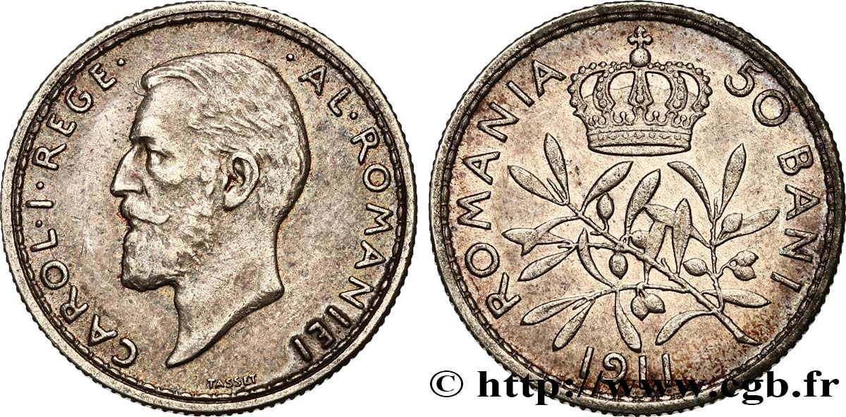 ROUMANIE 50 Bani Charles Ier 1911  TTB+ 