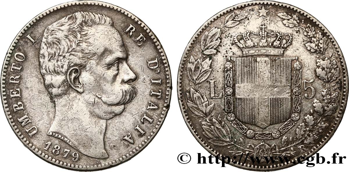 ITALIE 5 Lire Humbert Ier 1879 Rome TB+