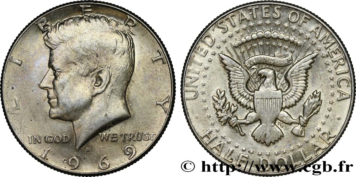UNITED STATES OF AMERICA 1/2 Dollar ‘proof’ Kennedy 1969 Denver AU