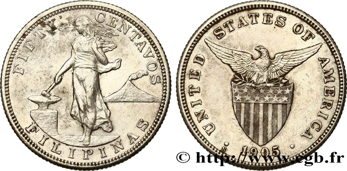FILIPPINE 50 Centavos - Administration Américaine 1905 San Francisco q.SPL 