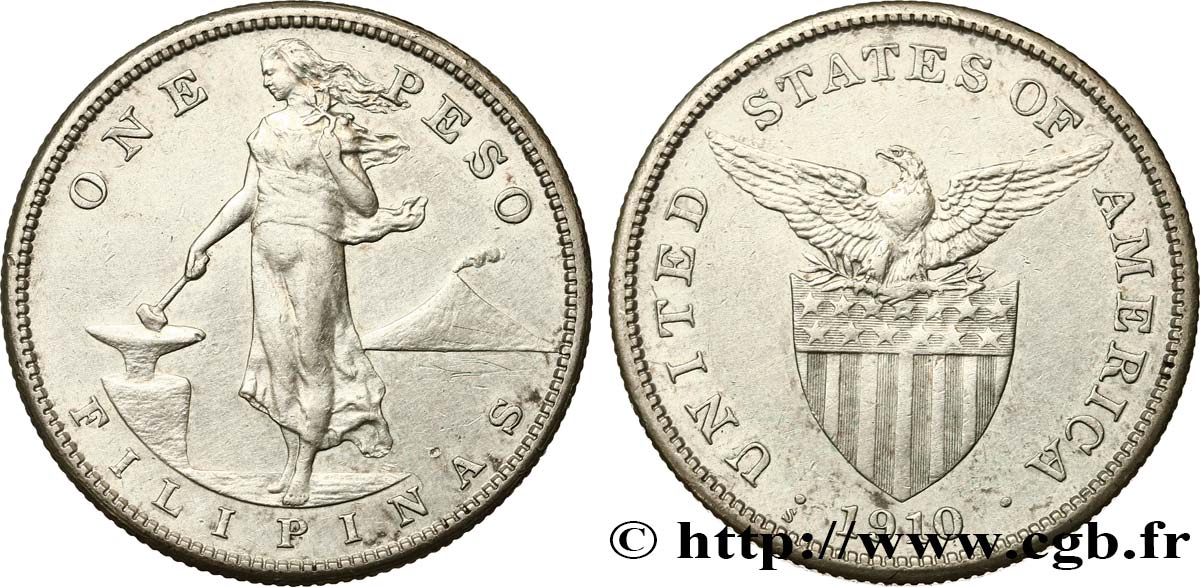 FILIPINAS 1 Peso - Administration Américaine 1910 San Francisco - S EBC 