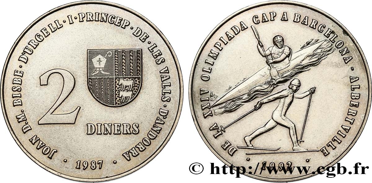 ANDORRA 2 Diners Jeux Olympiques de 1992 1987 EBC