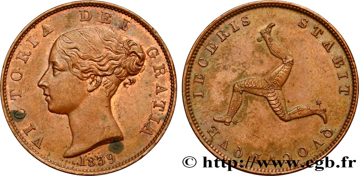 ISLE OF MAN 1/2 Penny 1839  AU 