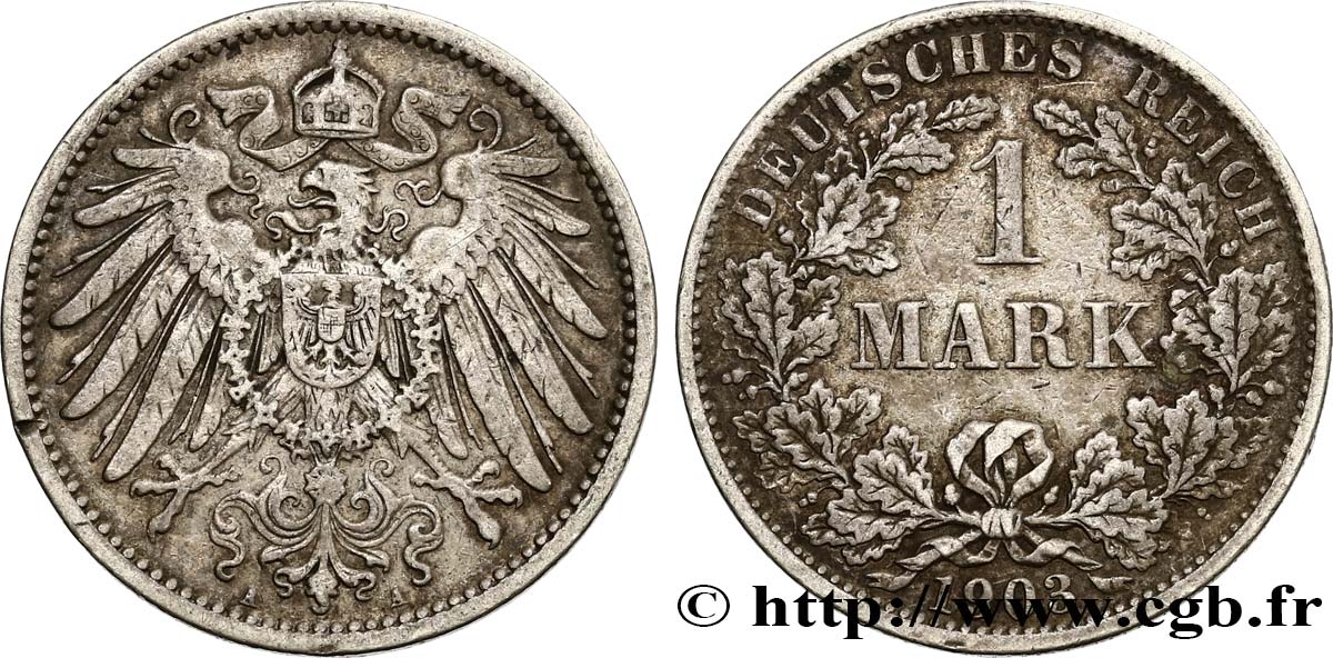 GERMANY 1 Mark Empire aigle impérial 2e type 1903 Berlin XF