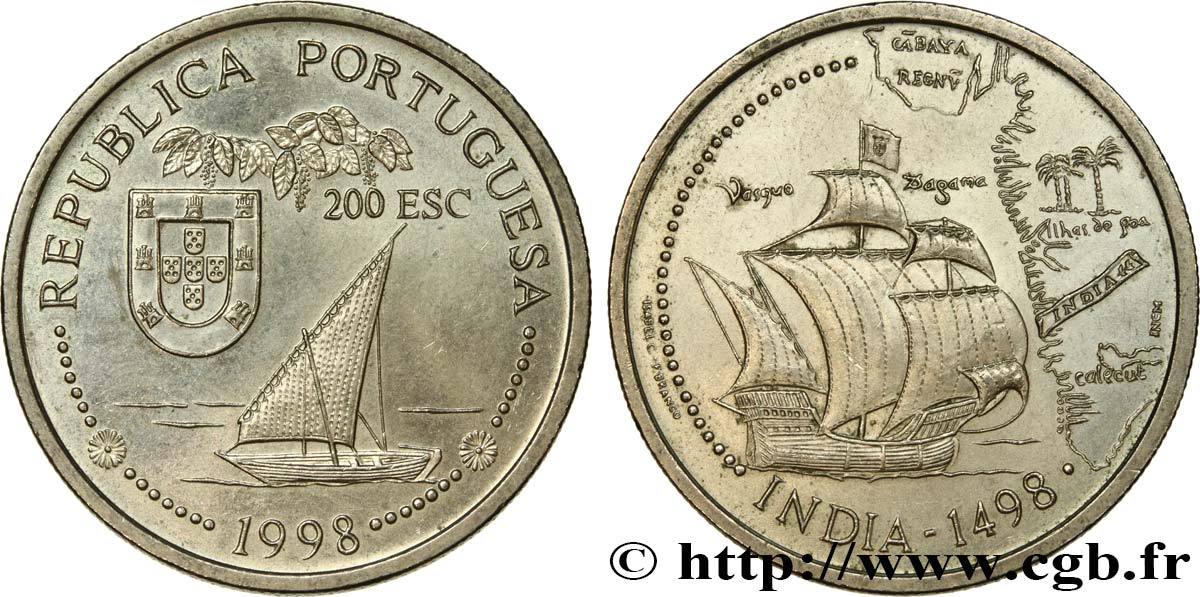 PORTUGAL 200 Escudos découverte de l’Inde 1998 EBC