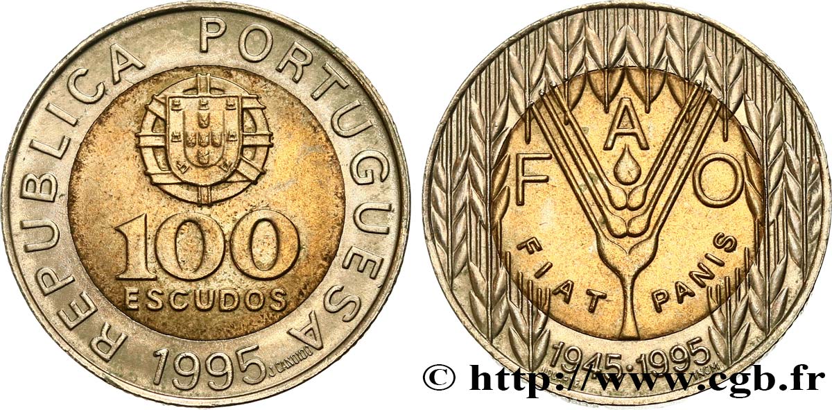 PORTUGAL 100 Escudos 50e anniversaire de la fondation de la FAO 1995  AU 