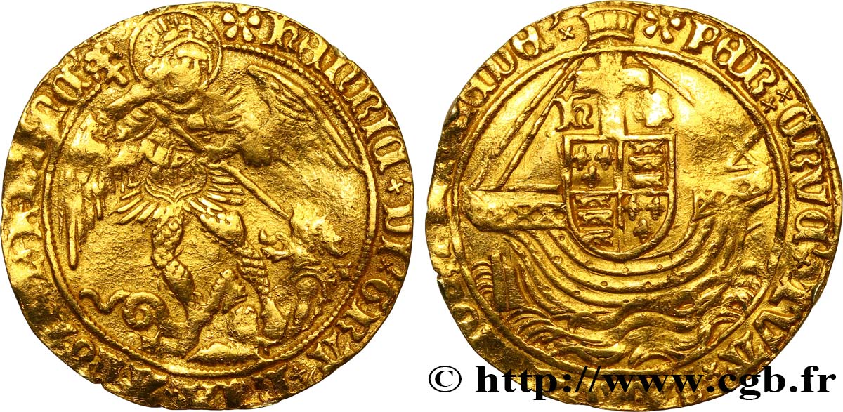 ENGLAND - KINGDOM OF ENGLAND - HENRY VII Ange d or c. 1480-1483 Londres VF 