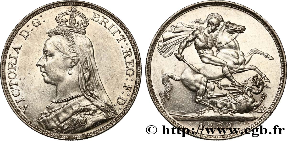 ROYAUME-UNI 1 Crown Victoria buste du jubilé 1889  SUP 