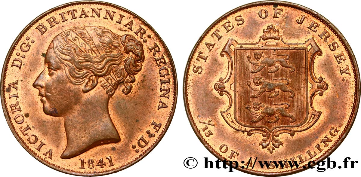 JERSEY 1/13 Shilling Victoria 1841  SPL 