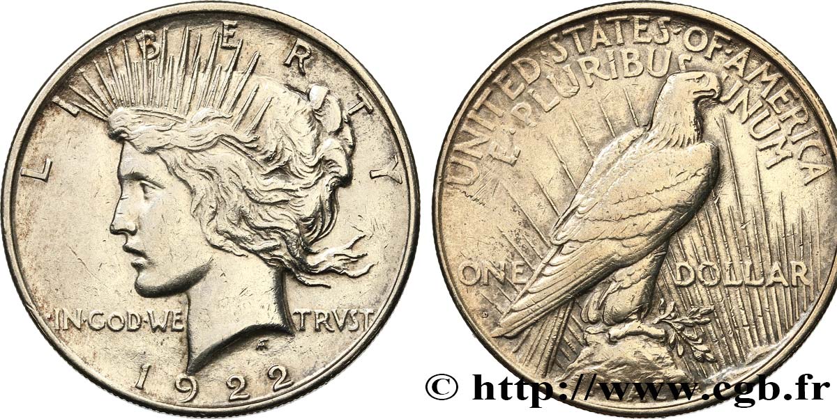 ÉTATS-UNIS D AMÉRIQUE 1 Dollar Peace 1922 Denver TTB