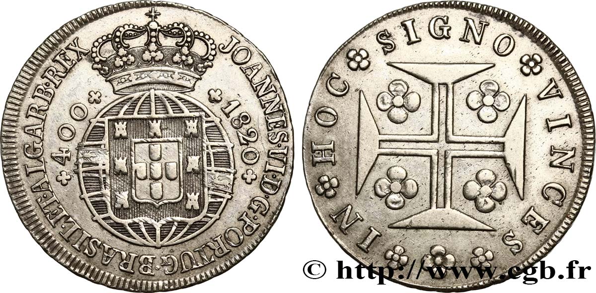 PORTUGAL 400 Réis Jean VI 1820 Lisbonne AU 