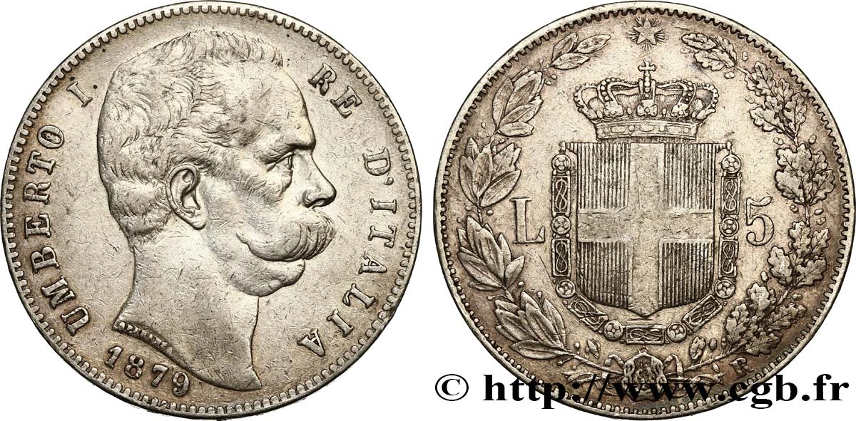 ITALIE 5 Lire Humbert Ier 1879 Rome TB+
