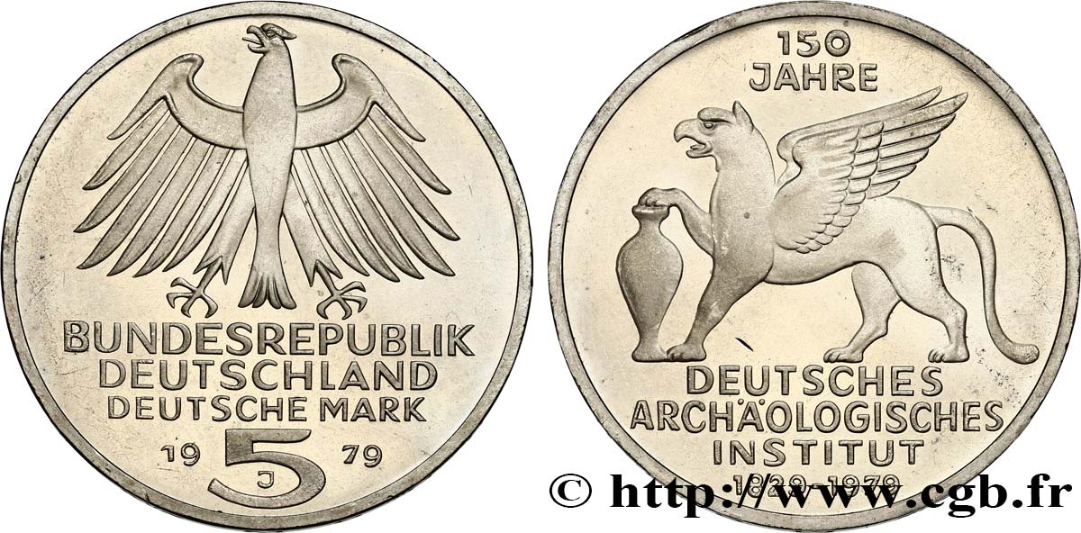GERMANY 5 Mark 150e anniversaire de l’Institut Archéologique Allemand 1979 Hambourg  MS 