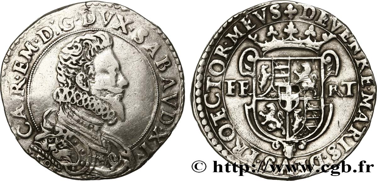 SAVOYEN - HERZOGTUM SAVOYEN - KARL EMANUEL I. Ducaton, Ve type 1595 Turin fSS 