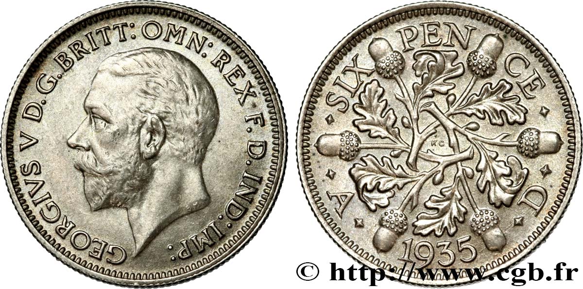 UNITED KINGDOM 6 Pence Georges V 1935  AU 