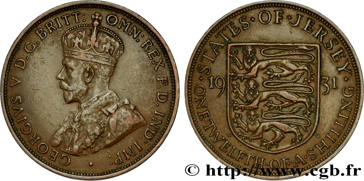 ISLA DE JERSEY 1/12 Shilling Georges V 1931  MBC 