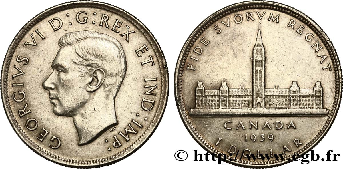 CANADA 1 Dollar Georges VI - visite royale au parlement 1939  TTB+ 