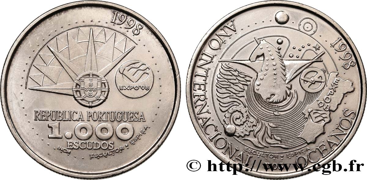 PORTUGAL 1000 Escudos Année Internationale des Océans - Expo ‘98 1998 AU