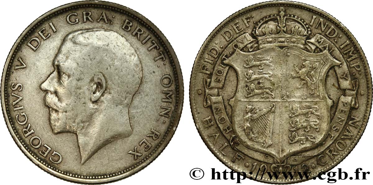 REINO UNIDO 1/2 Crown Georges V 1912 Londres BC+