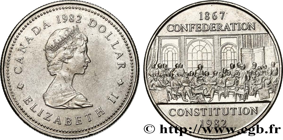 CANADA 1 Dollar Elisabeth II / 125e anniversaire de la Confédération 1982 AU
