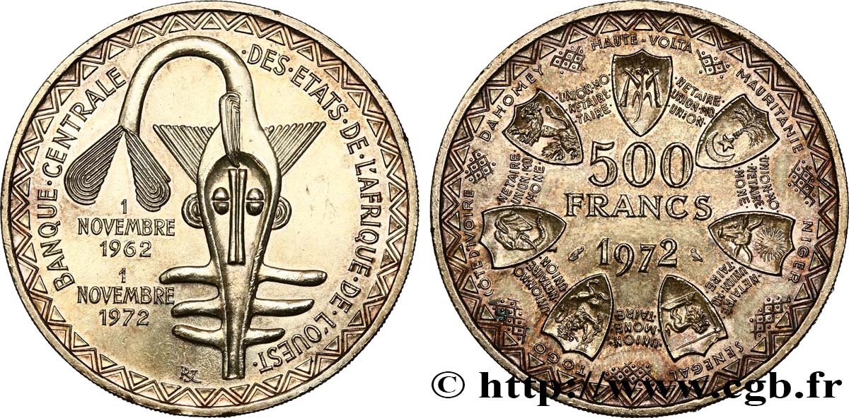 ÉTATS DE L AFRIQUE DE L OUEST (BCEAO) 500 Francs BCEAO 1972 Paris SPL
