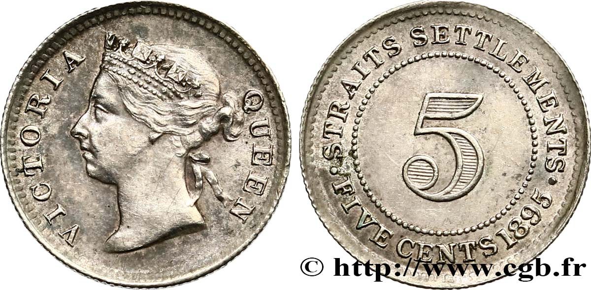 MALAYSIA - STRAITS SETTLEMENTS 5 Cents Victoria 1895  AU 