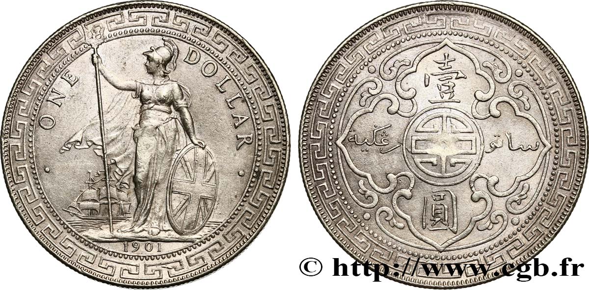 UNITED KINGDOM 1 Dollar Britannia 1901 Bombay AU 