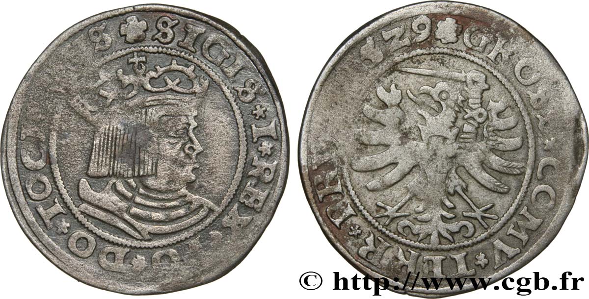 POLOGNE - SIGISMOND Ier LE VIEUX Gros 1529 Toruń TTB