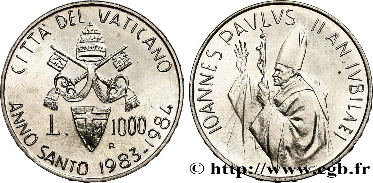 VATICAN AND PAPAL STATES 1000 Lire Jean-Paul II 1983-1984 Rome MS