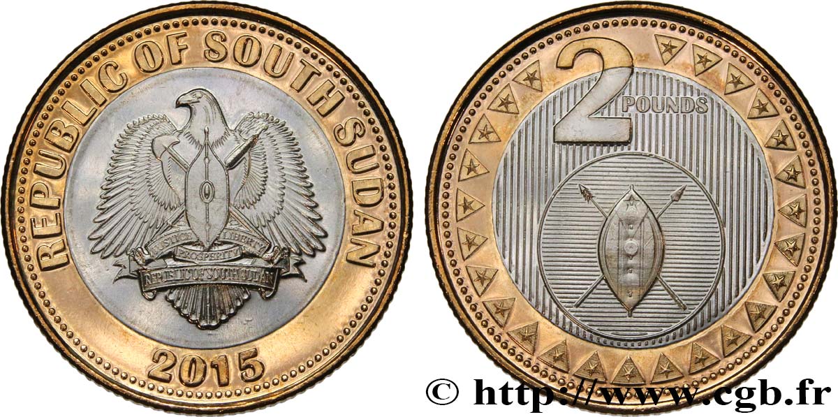 SOUTH SUDAN 2 Pounds 2015 Pretoria MS 