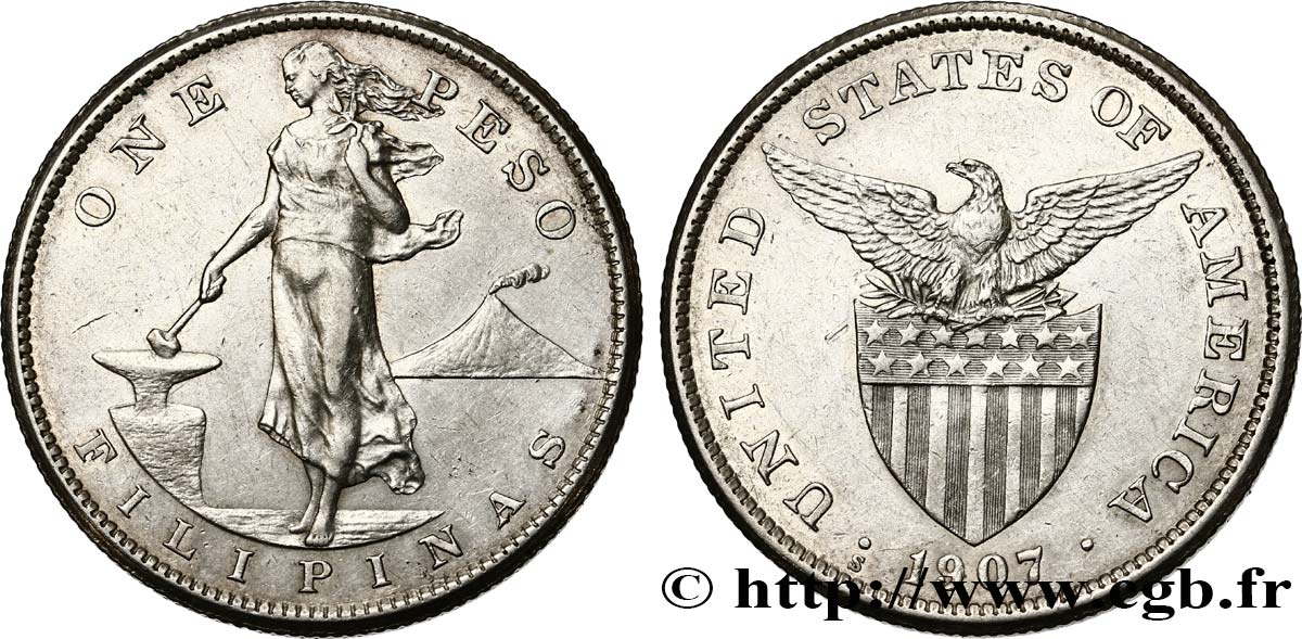 PHILIPPINES 1 Peso - Administration Américaine 1907 San Francisco AU 