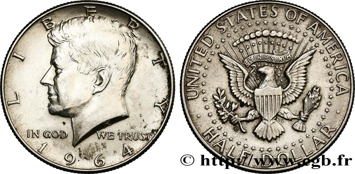 UNITED STATES OF AMERICA 1/2 Dollar Kennedy 1964 Denver AU