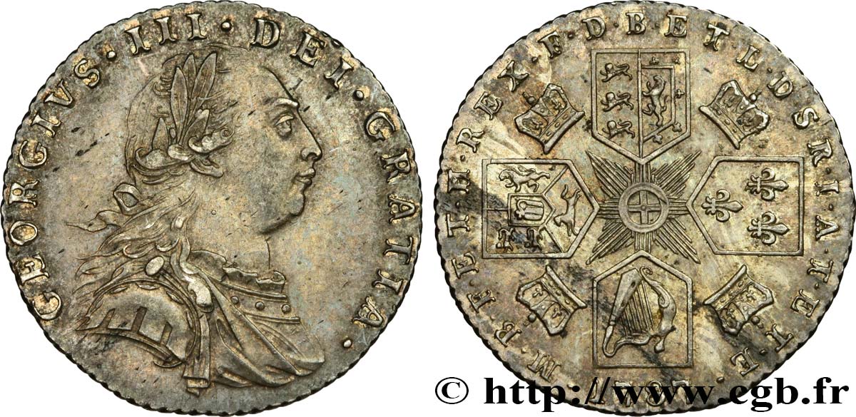 GRAN BRETAGNA - GIORGIO III 6 Pence  1787  SPL 