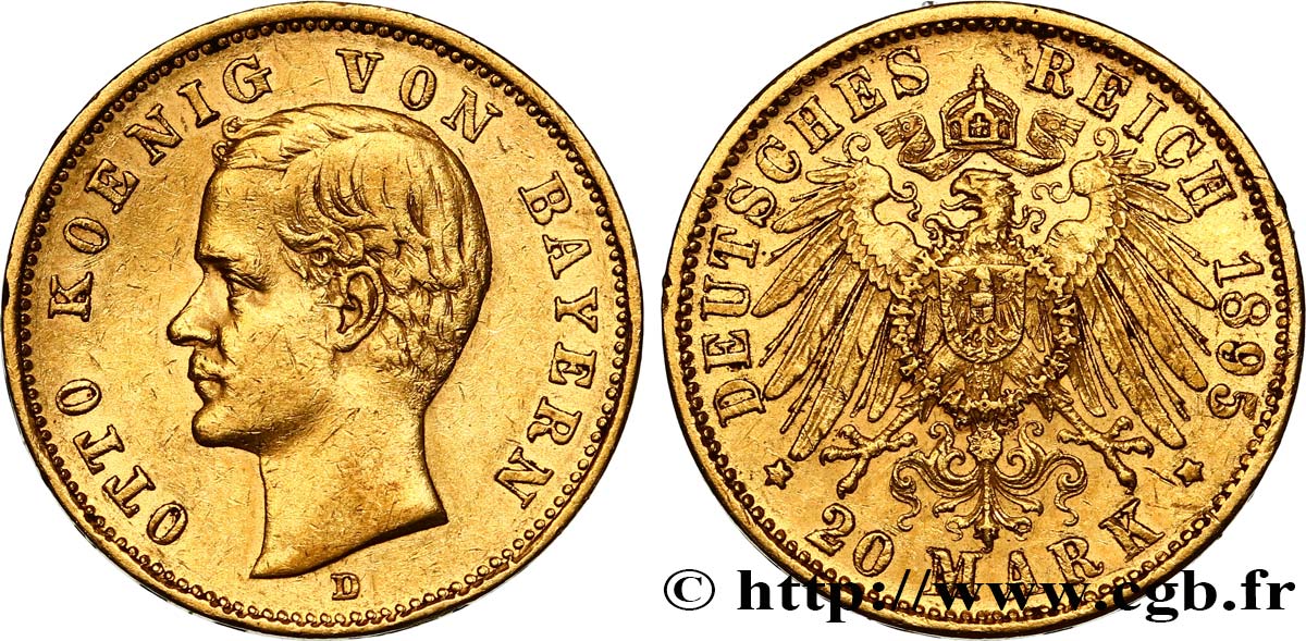 GERMANY - BAVARIA 20 Mark Othon Ier 1895 Munich AU 