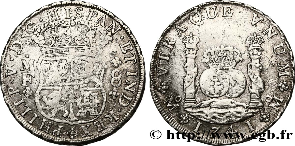 MEXIQUE 8 Reales Philippe V d’Espagne 1741 Mexico TB+ 