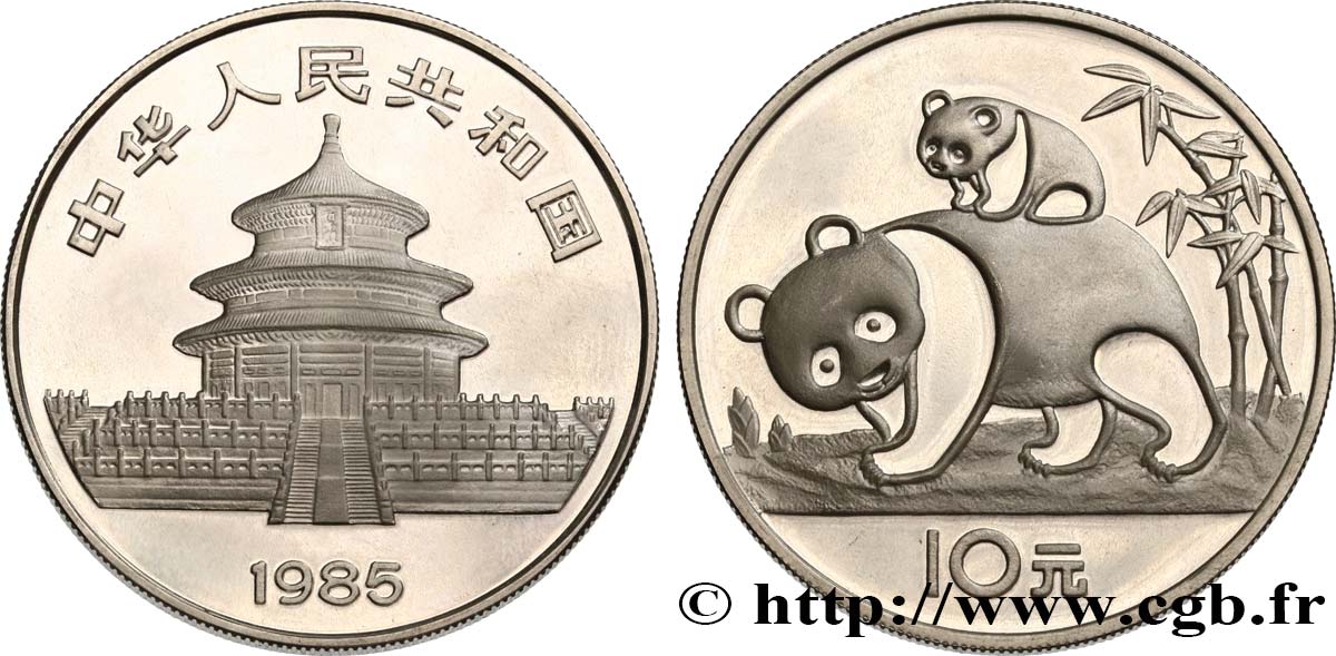 CHINA 10 Yuan Panda 1985  MS 
