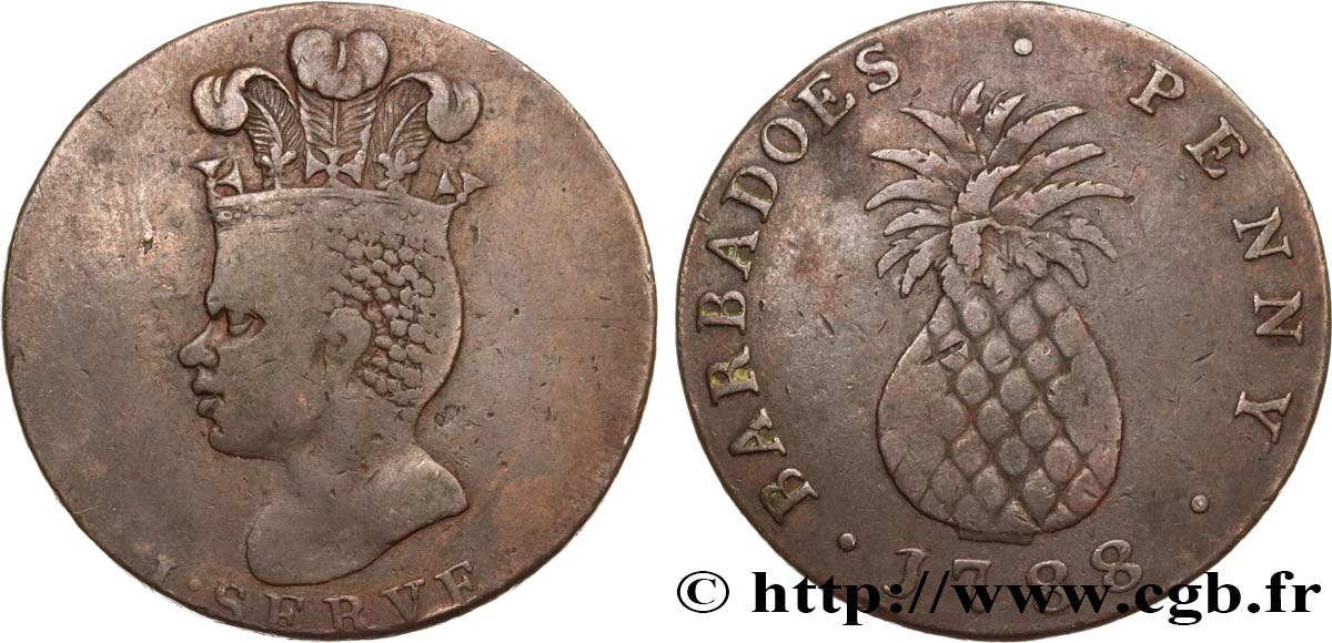 BARBADOS 1 Penny 1788  VF/VF 