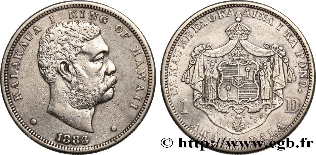 HAWAII - KALAKAUA Ier 1 Dollar 1883  TTB 