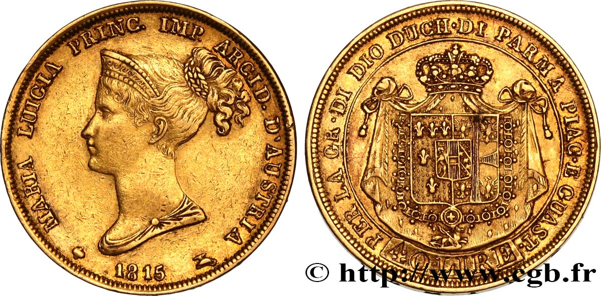 ITALY - DUCHY OF PARMA DE PIACENZA AND GUASTALLA - MARIE-LOUISE OF AUSTRIA 40 Lire 1815 Milan XF 
