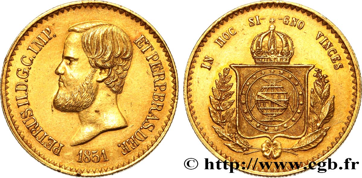 BRÉSIL - EMPIRE DU BRÉSIL - PIERRE II 20.000 Reis 1851 Rio de Janeiro AU 