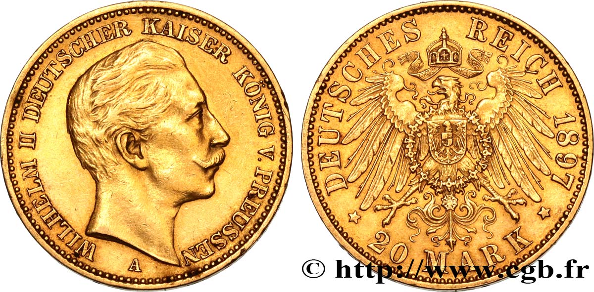 ALLEMAGNE - PRUSSE 20 Mark Guillaume II 1897 Berlin TTB+ 