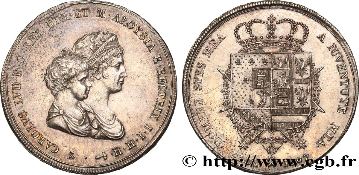 ITALY - KINGDOM OF ETRURIA - CHARLES-LOUIS and MARIE-LOUISE 10 Lire, 2e type 1807 Florence AU 