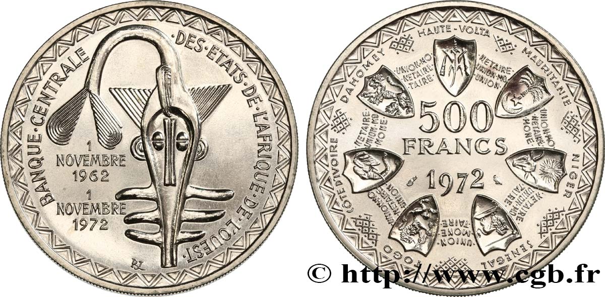 ÉTATS DE L AFRIQUE DE L OUEST (BCEAO) 500 Francs BCEAO 1972 Paris SPL