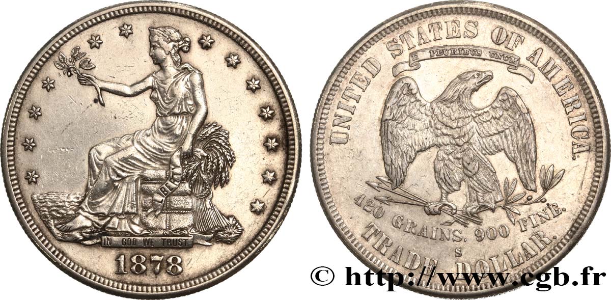 ÉTATS-UNIS D AMÉRIQUE 1 Dollar type “Trade Dollar” 1878 San Francisco TTB+ 